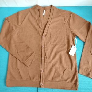 Stylus Men's Cardigan Button Down Sweater Brown Size L